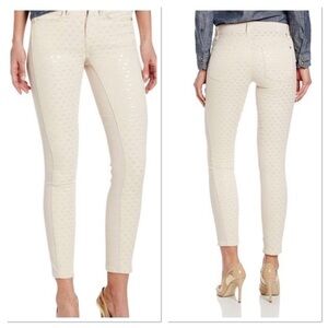 7FAMK The Pieced Double Knit Skinny in Winter White Pyramid Jacquard Jeans.